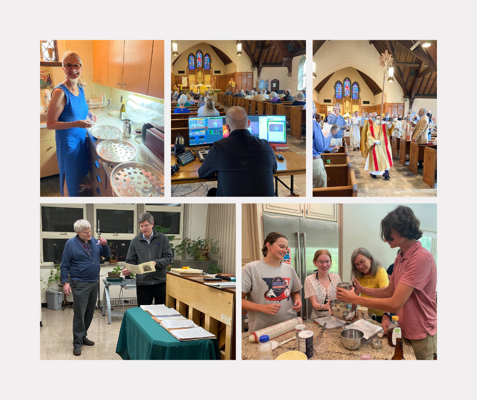 collage of different worship preparation activities